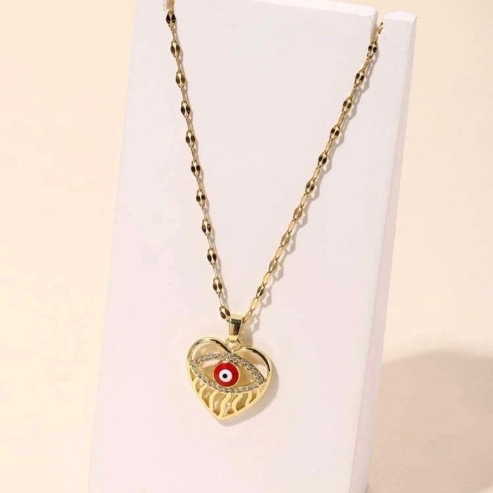 Heart Pendant with Eye Protection Necklace